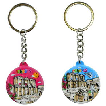 Ephesus Themed Customised UV Printed Plastic Base Square Keyring 38x100 mm - 2