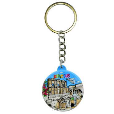 Ephesus Themed Customised UV Printed Plastic Base Square Keyring 38x100 mm - 4