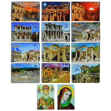 Ephesus Themed Epoxy Dome Rectangle Souvenir Fridge Magnet 80x55 cm - 3