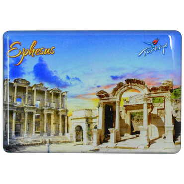 Ephesus Themed Epoxy Dome Rectangle Souvenir Fridge Magnet 80x55 cm - 12