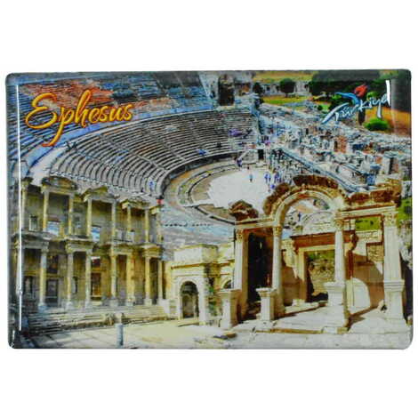 Ephesus Themed Epoxy Dome Rectangle Souvenir Fridge Magnet 80x55 cm - 13