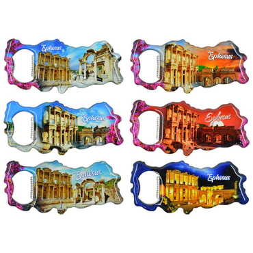 Ephesus Themed Map Shaped Metal Magnetic Bottle Opener 100x45 mm - 2