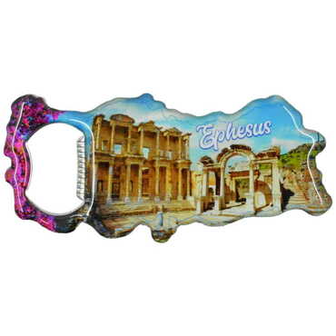 Ephesus Themed Map Shaped Metal Magnetic Bottle Opener 100x45 mm - 3