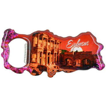 Ephesus Themed Map Shaped Metal Magnetic Bottle Opener 100x45 mm - 4