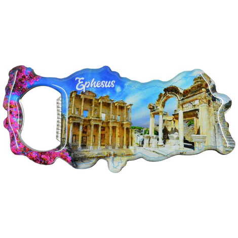 Ephesus Themed Map Shaped Metal Magnetic Bottle Opener 100x45 mm - 5