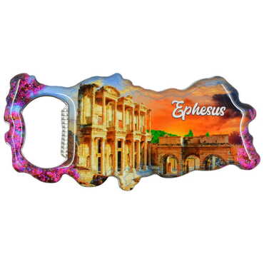 Ephesus Themed Map Shaped Metal Magnetic Bottle Opener 100x45 mm - 6