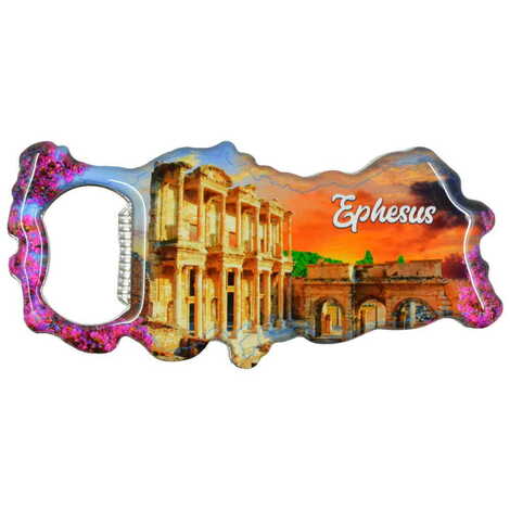 Ephesus Themed Map Shaped Metal Magnetic Bottle Opener 100x45 mm - 6