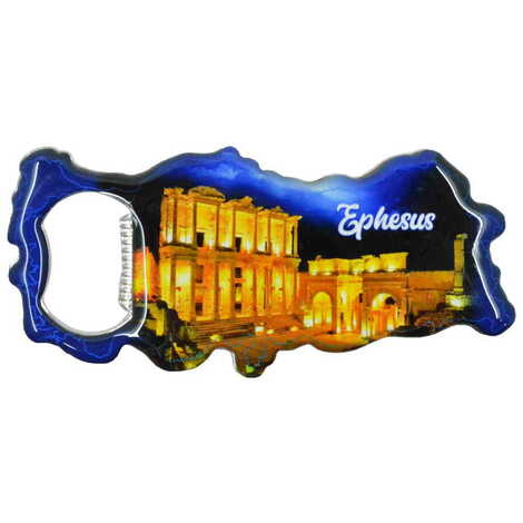 Ephesus Themed Map Shaped Metal Magnetic Bottle Opener 100x45 mm - 7