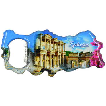 Ephesus Themed Map Shaped Metal Magnetic Bottle Opener 100x45 mm - 8