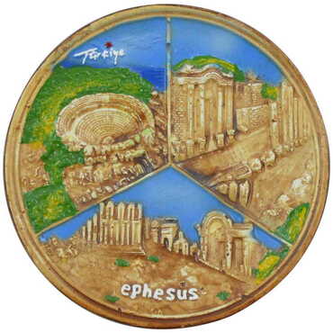 Ephesus Themed Plaster Raised Cottage Wall Plate 15 Cm - 5