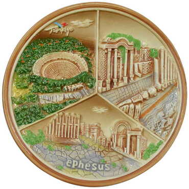 Ephesus Themed Plaster Raised Cottage Wall Plate 15 Cm - 6