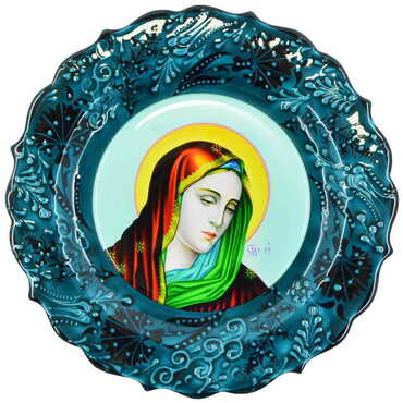 Ephesus Themed Turkish Ceramic Plate With Epoxy 25 Cm - 16