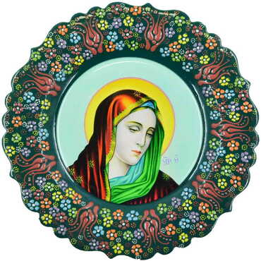 Ephesus Themed Turkish Ceramic Plate With Epoxy 25 Cm - 17