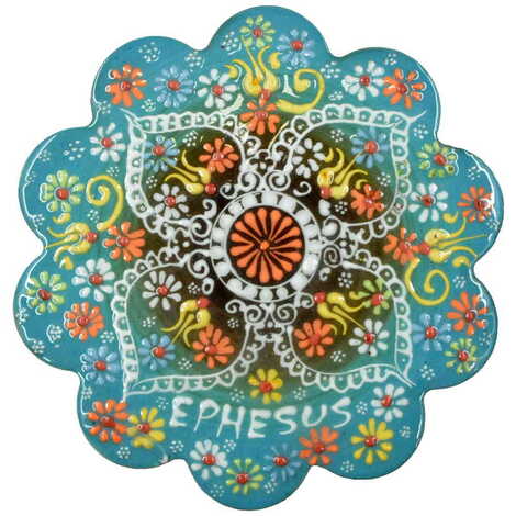 Ephesus Themed Turkish Ceramic Relief Trivet Big Size - 3