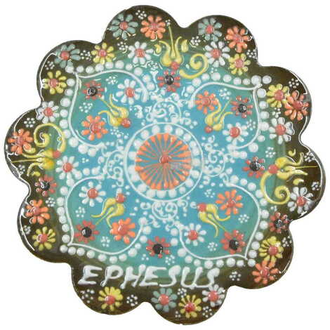 Ephesus Themed Turkish Ceramic Relief Trivet Big Size - 9