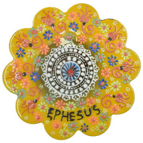 Ephesus Themed Turkish Ceramic Relief Trivet Big Size - 10