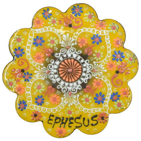 Ephesus Themed Turkish Ceramic Relief Trivet Big Size - 12