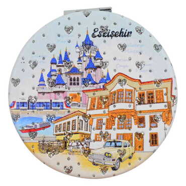 Eskisehir Themed Custom Printed Round Pocket Mirror - 1