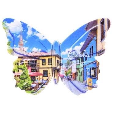 Eskisehir Themed Customised UV Printed Plastic Base Butterfly Shaped Fridge Magnet 80x58 mm - 3