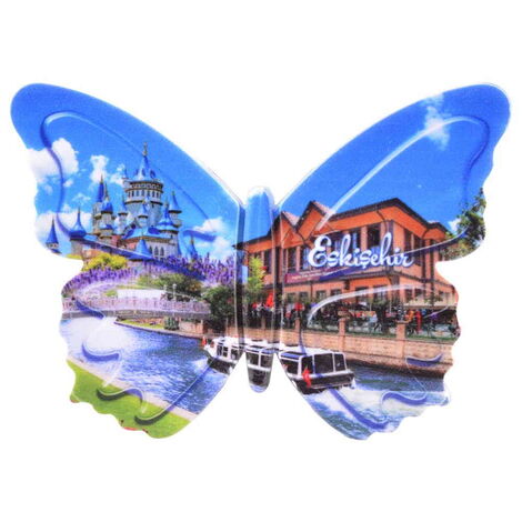 Eskisehir Themed Customised UV Printed Plastic Base Butterfly Shaped Fridge Magnet 80x58 mm - 4