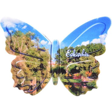 Eskisehir Themed Customised UV Printed Plastic Base Butterfly Shaped Fridge Magnet 80x58 mm - 7