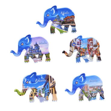 Eskisehir Themed Customised UV Printed Plastic Base Elephant Shaped Fridge Magnet 86x62 mm - 2