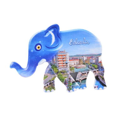 Eskisehir Themed Customised UV Printed Plastic Base Elephant Shaped Fridge Magnet 86x62 mm - 3