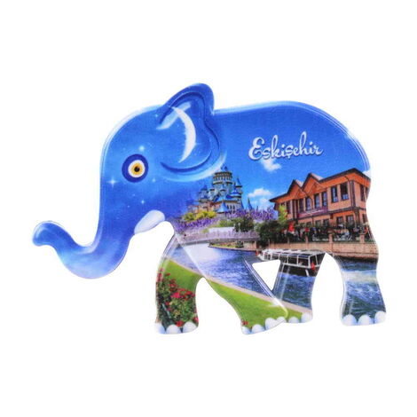 Eskisehir Themed Customised UV Printed Plastic Base Elephant Shaped Fridge Magnet 86x62 mm - 5