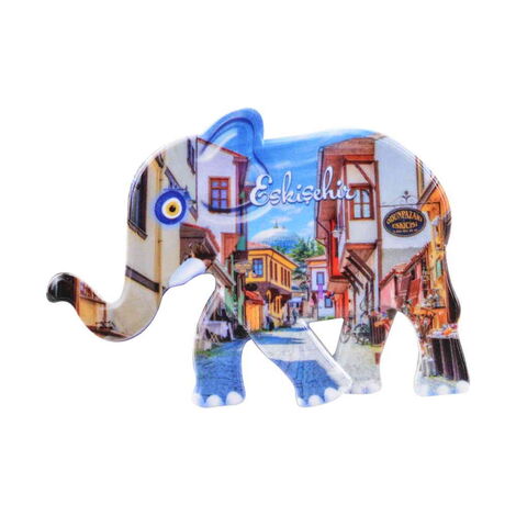 Eskisehir Themed Customised UV Printed Plastic Base Elephant Shaped Fridge Magnet 86x62 mm - 6