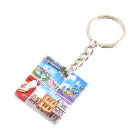 Eskisehir Themed Customised Uv Printed Plastic Base Round Keyring 40x108 mm - 3