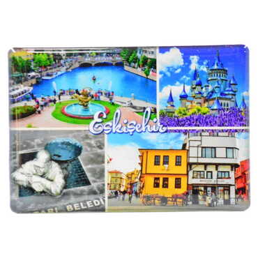 Eskisehir Themed Epoxy Dome Rectangle Souvenir Fridge Magnet 80x55 cm - 6