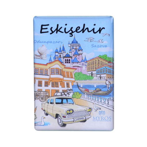 Eskisehir Themed Epoxy Dome Rectangle Souvenir Fridge Magnet 80x55 cm - 8