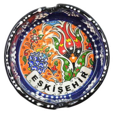 Eskisehir Themed Turkish Ceramic Special Relief Ashtray Small Size - 6