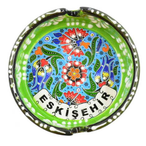 Eskisehir Themed Turkish Ceramic Special Relief Ashtray Small Size - 7