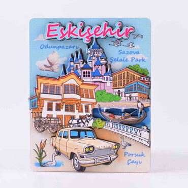 Eskisehir Themed Wooden Customised 2D Souvenir Fridge Magnet - 9