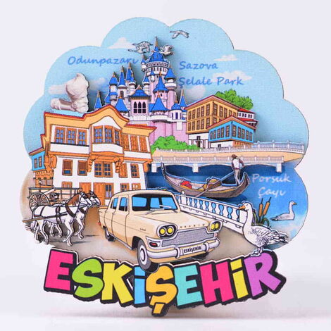 Eskisehir Themed Wooden Customised 2D Souvenir Fridge Magnet - 8