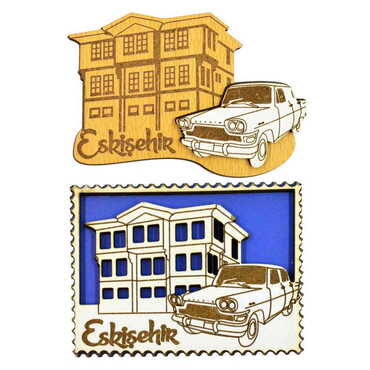 Eskisehir Themed Wooden Engraved Souvenir Fridge Magnet - 2