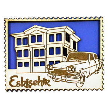 Eskisehir Themed Wooden Engraved Souvenir Fridge Magnet - 4