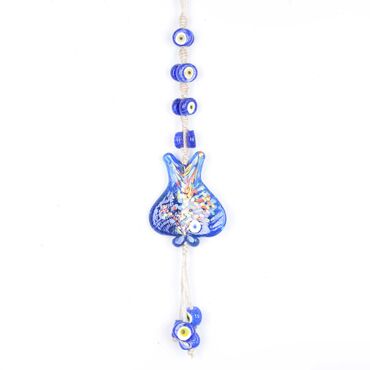 Evil Eye Macrame Fish Shaped Eight Bead Detailed Wall Hanging - 3