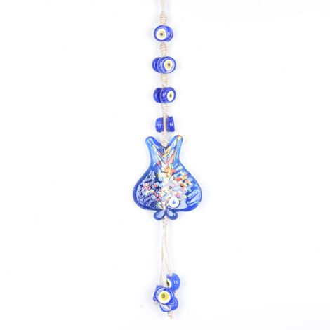 Evil Eye Macrame Fish Shaped Eight Bead Detailed Wall Hanging - 3