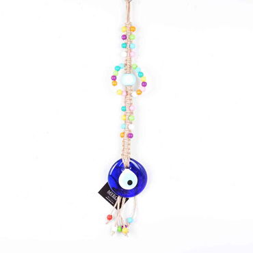 Evil Eye Macrame Oval Shaped Pastel Bead Knitted Detailed Wall Hanging - Myros