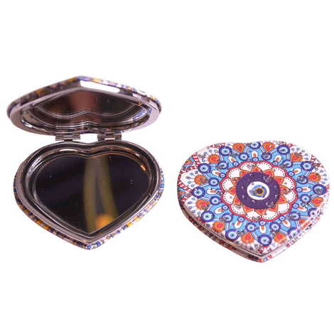 Evil Eye Themed Custom Printed Heart Shape Compact Mirror - 3