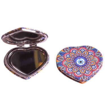 Evil Eye Themed Custom Printed Heart Shape Compact Mirror - 4