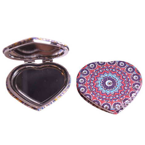 Evil Eye Themed Custom Printed Heart Shape Compact Mirror - 5