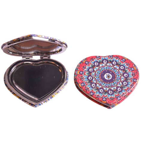 Evil Eye Themed Custom Printed Heart Shape Compact Mirror - 6