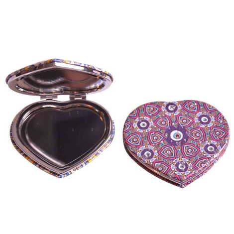 Evil Eye Themed Custom Printed Heart Shape Compact Mirror - 7