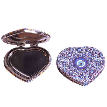 Evil Eye Themed Custom Printed Heart Shape Compact Mirror - 9