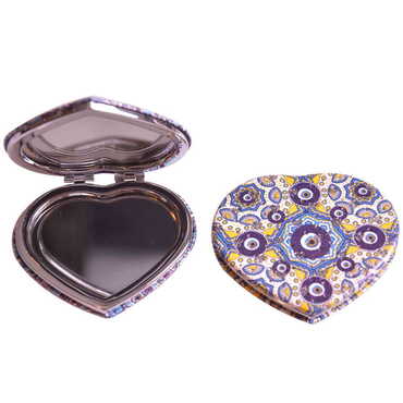 Evil Eye Themed Custom Printed Heart Shape Compact Mirror - 10