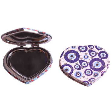 Evil Eye Themed Custom Printed Heart Shape Compact Mirror - 12