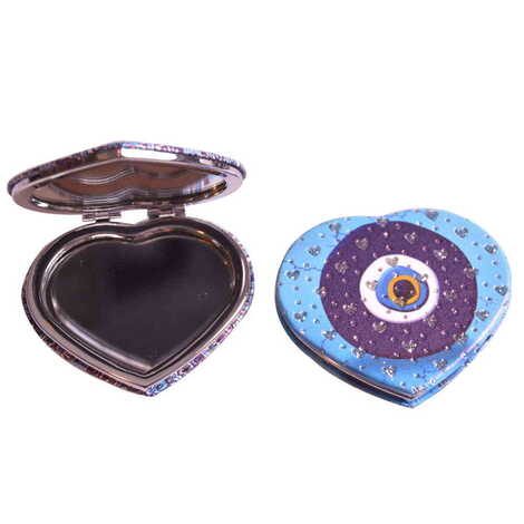 Evil Eye Themed Custom Printed Heart Shape Compact Mirror - 13